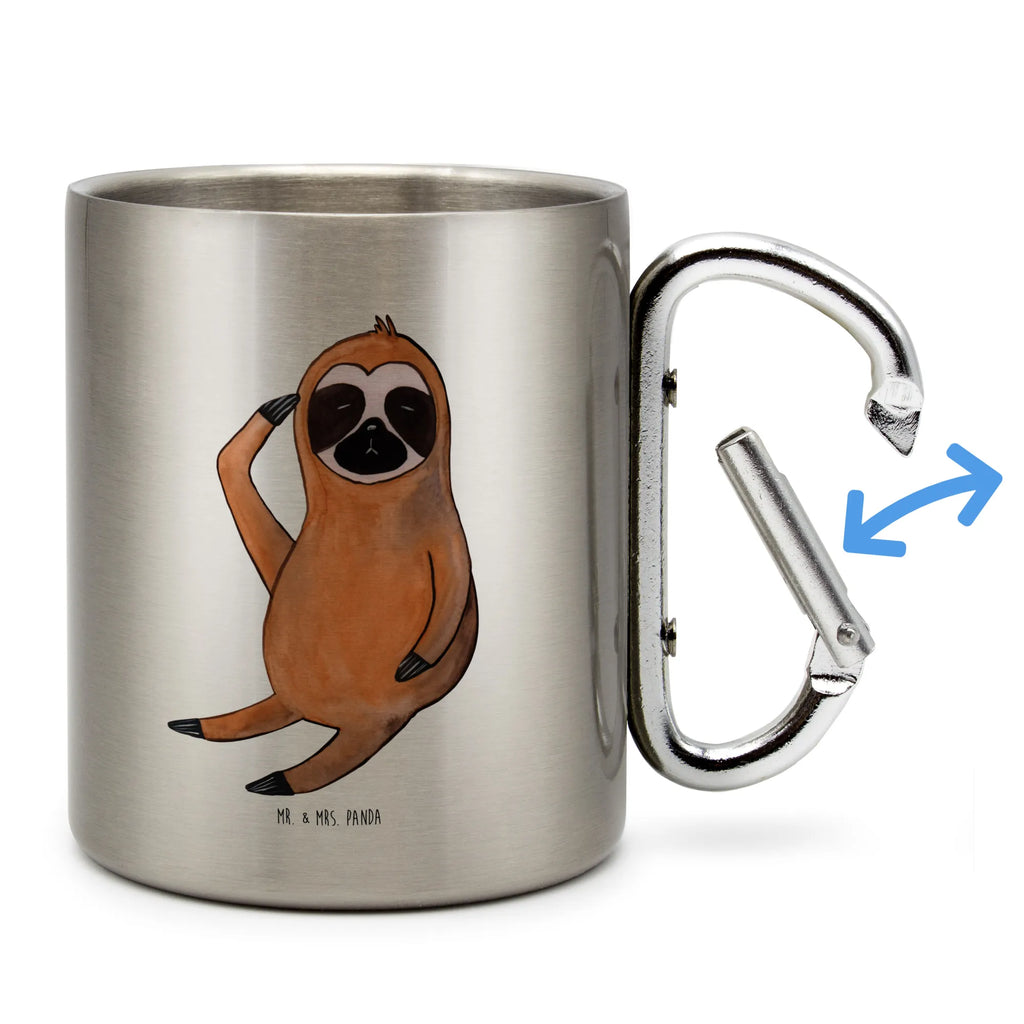 Edelstahlbecher Faultier Vogel zeigen Edelstahltasse, Karabiner, Edelstahlbecher, Outdoor, Camping, Tasse, Becher, Faultier, Faultier Geschenk, Faultier Deko, Faultiere, faul, Lieblingstier, Spinner, früher Vogel, der frühe Vogel, Frühaufsteher, Morgenmuffel, Vogel, Faultierwelt