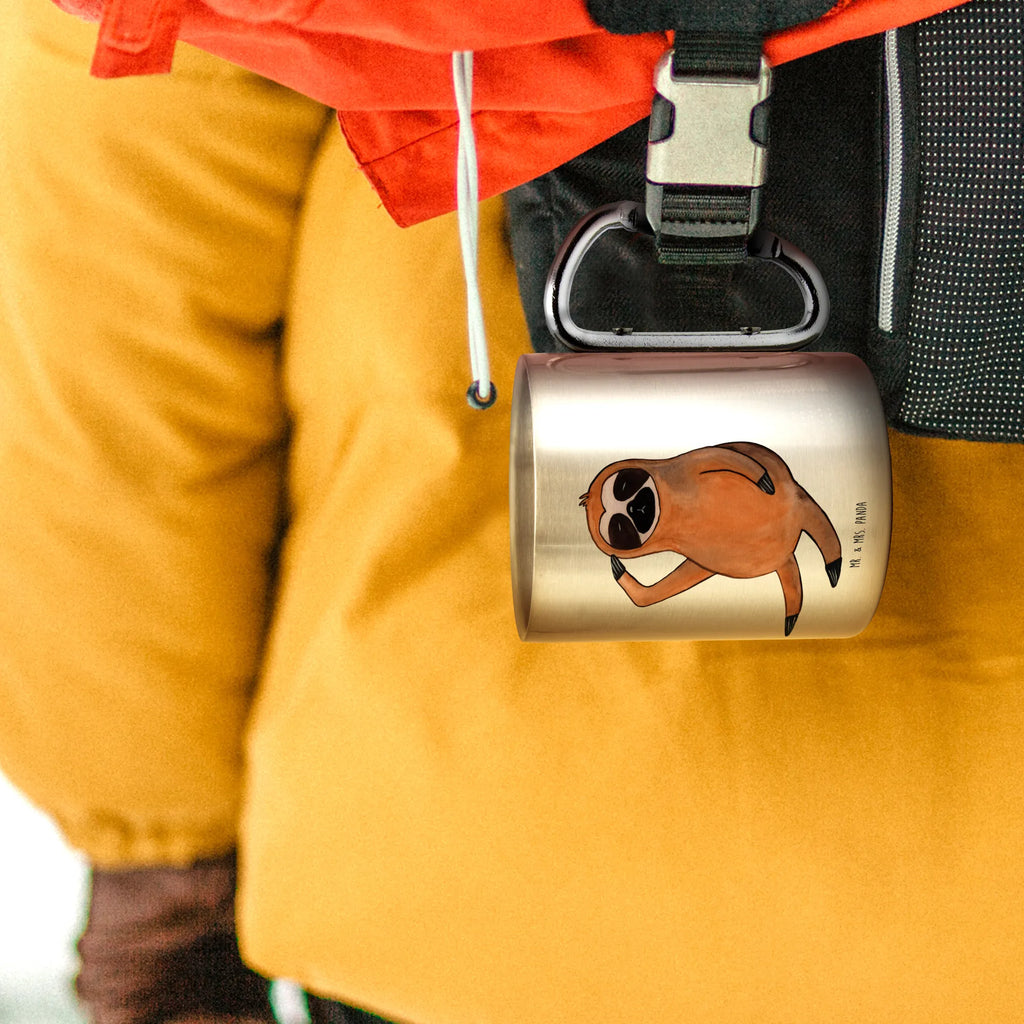 Edelstahlbecher Faultier Vogel zeigen Edelstahltasse, Karabiner, Edelstahlbecher, Outdoor, Camping, Tasse, Becher, Faultier, Faultier Geschenk, Faultier Deko, Faultiere, faul, Lieblingstier, Spinner, früher Vogel, der frühe Vogel, Frühaufsteher, Morgenmuffel, Vogel, Faultierwelt