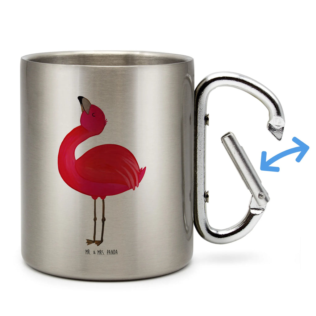 Edelstahlbecher Flamingo stolz Edelstahltasse, Karabiner, Edelstahlbecher, Outdoor, Camping, Tasse, Becher, Flamingo, stolz, Freude, Selbstliebe, Selbstakzeptanz, Freundin, beste Freundin, Tochter, Mama, Schwester