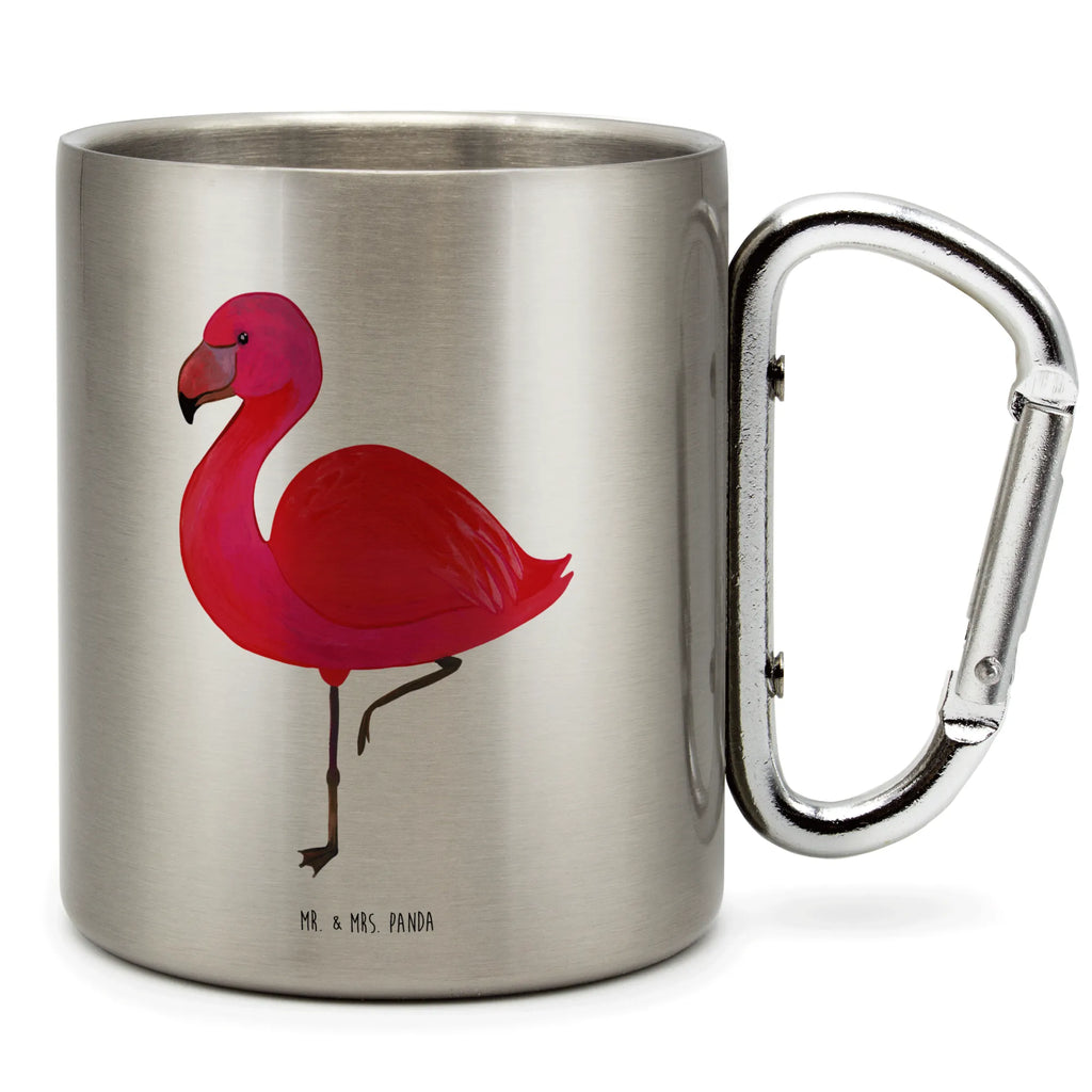 Edelstahlbecher Flamingo classic Edelstahltasse, Karabiner, Edelstahlbecher, Outdoor, Camping, Tasse, Becher, Flamingo, Einzigartig, Selbstliebe, Stolz, ich, für mich, Spruch, Freundin, Freundinnen, Außenseiter, Sohn, Tochter, Geschwister