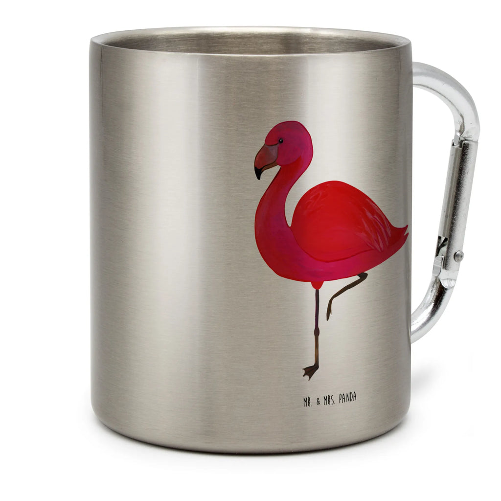 Edelstahlbecher Flamingo classic Edelstahltasse, Karabiner, Edelstahlbecher, Outdoor, Camping, Tasse, Becher, Flamingo, Einzigartig, Selbstliebe, Stolz, ich, für mich, Spruch, Freundin, Freundinnen, Außenseiter, Sohn, Tochter, Geschwister