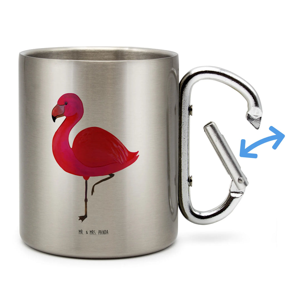 Edelstahlbecher Flamingo classic Edelstahltasse, Karabiner, Edelstahlbecher, Outdoor, Camping, Tasse, Becher, Flamingo, Einzigartig, Selbstliebe, Stolz, ich, für mich, Spruch, Freundin, Freundinnen, Außenseiter, Sohn, Tochter, Geschwister