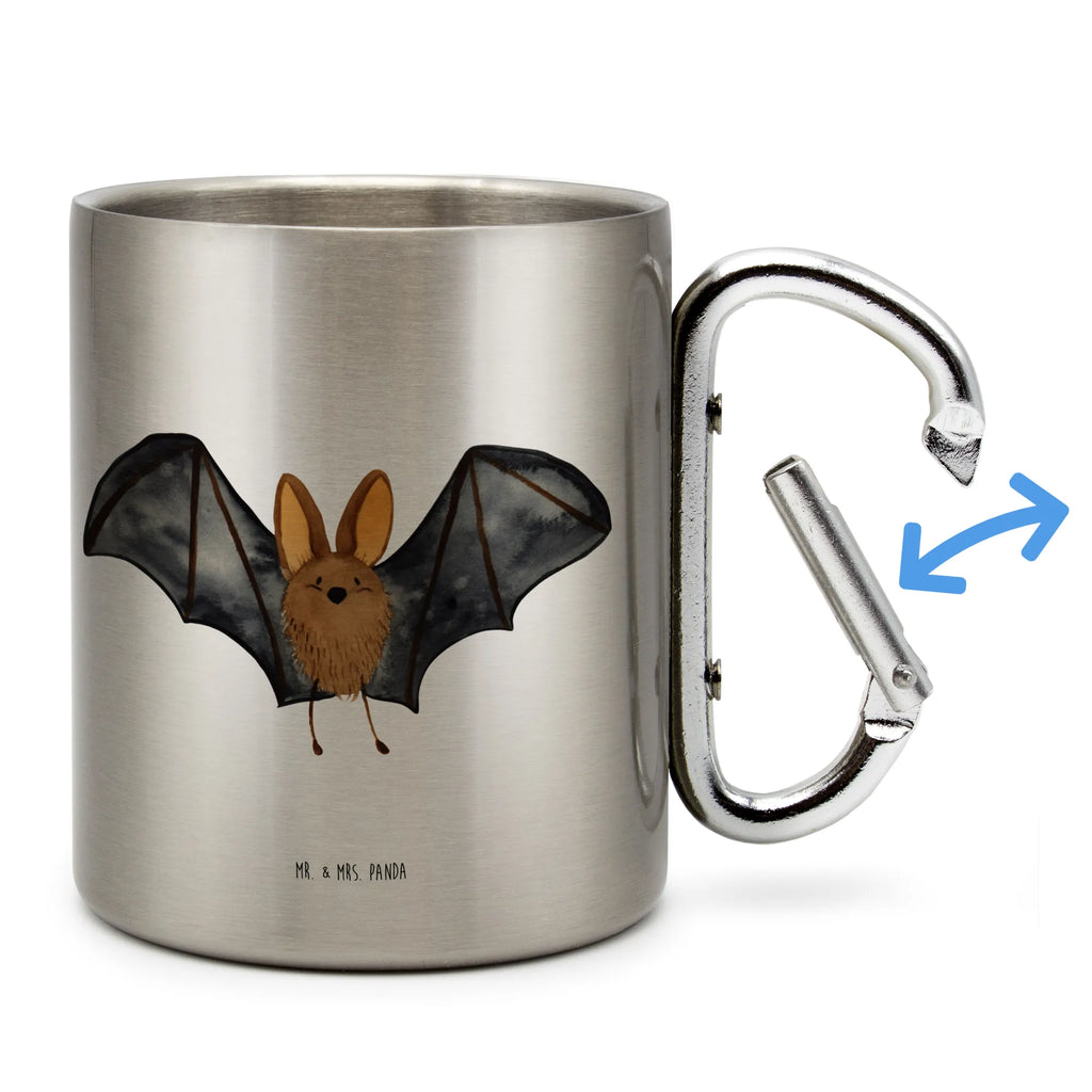 Edelstahlbecher Fledermaus Flügel Edelstahltasse, Karabiner, Edelstahlbecher, Outdoor, Camping, Tasse, Becher, Tiermotive, Gute Laune, lustige Sprüche, Tiere