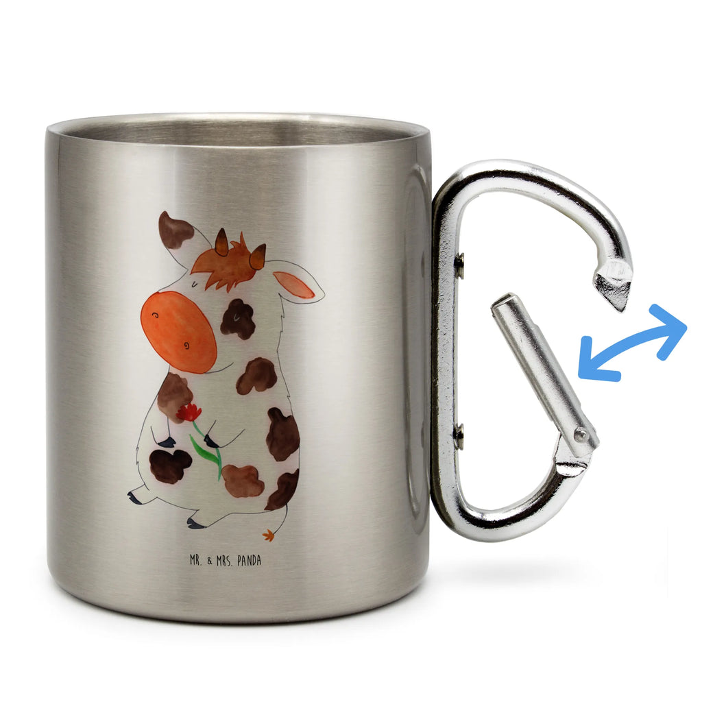 Edelstahlbecher Kuh Edelstahltasse, Karabiner, Edelstahlbecher, Outdoor, Camping, Tasse, Becher, Bauernhof, Hoftiere, Landwirt, Landwirtin, Kuh, Kühe, Träume, Flausen, Spruch, Magie, Motivtion, Hof, Milch, Milchkuh