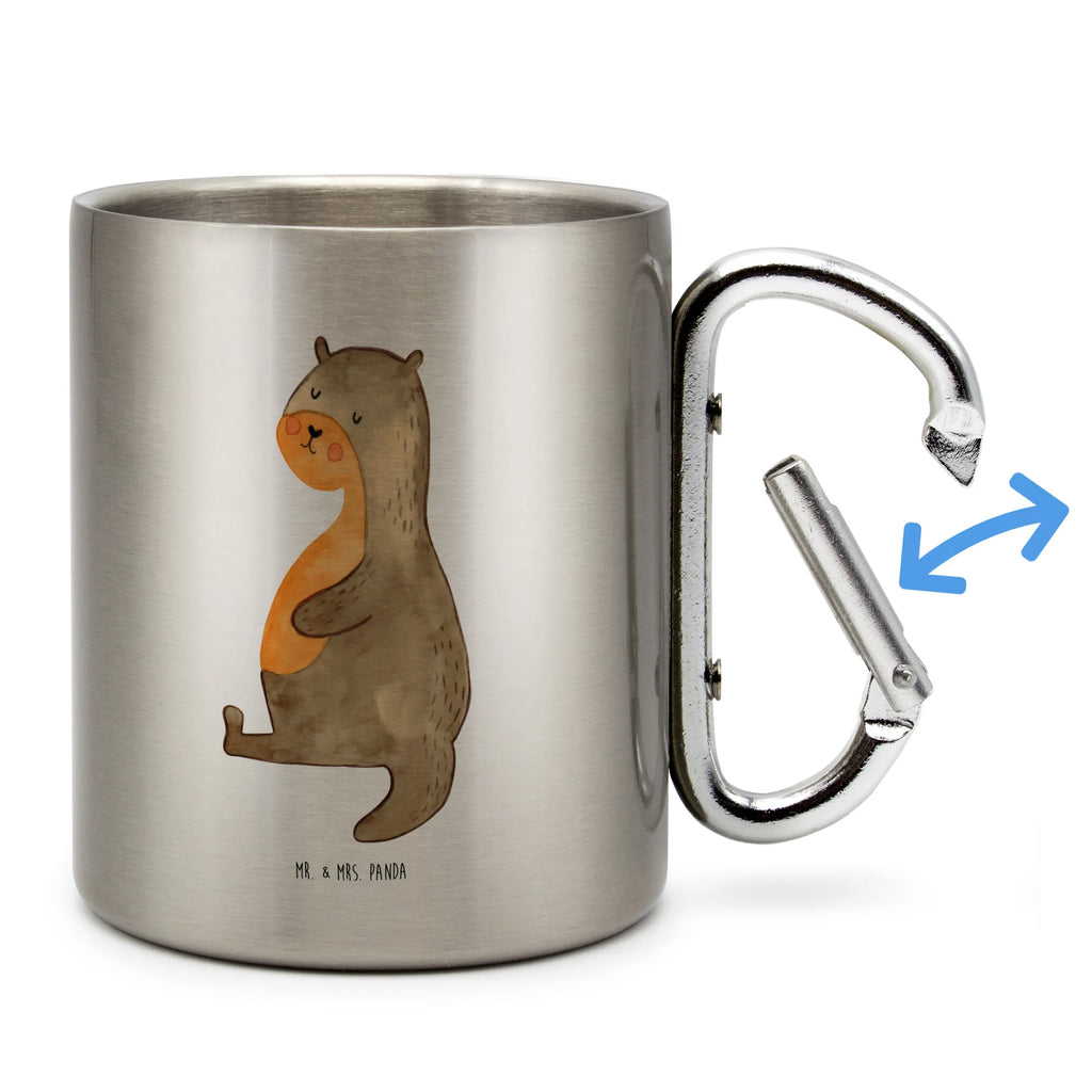 Edelstahlbecher Otter Bauch Edelstahltasse, Karabiner, Edelstahlbecher, Outdoor, Camping, Tasse, Becher, Otter, Fischotter, Seeotter, Otter Seeotter See Otter