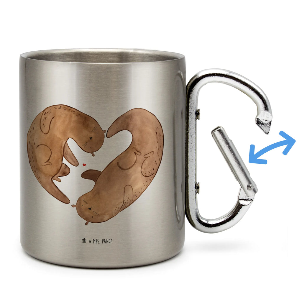 Edelstahlbecher Otter Herz Edelstahltasse, Karabiner, Edelstahlbecher, Outdoor, Camping, Tasse, Becher, Otter, Fischotter, Seeotter, Liebe, Herz, Liebesbeweis, Liebesgeschenk, Bessere Hälfte, Love you, Jahrestag, Hochzeitstag, Verlobung, gemeinsames Leben