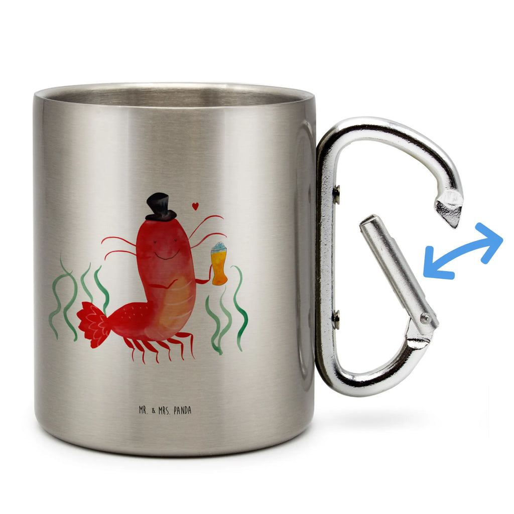 Edelstahlbecher Hummer mit Weizen Edelstahltasse, Karabiner, Edelstahlbecher, Outdoor, Camping, Tasse, Becher, Meerestiere, Meer, Urlaub, Garnele, Garnelen, Bier, Kochen, Männerhaushalt, Junggeselle, Junggesellin, Bierliebhaber, Kneipe, Gasthaus, Wirtschaft