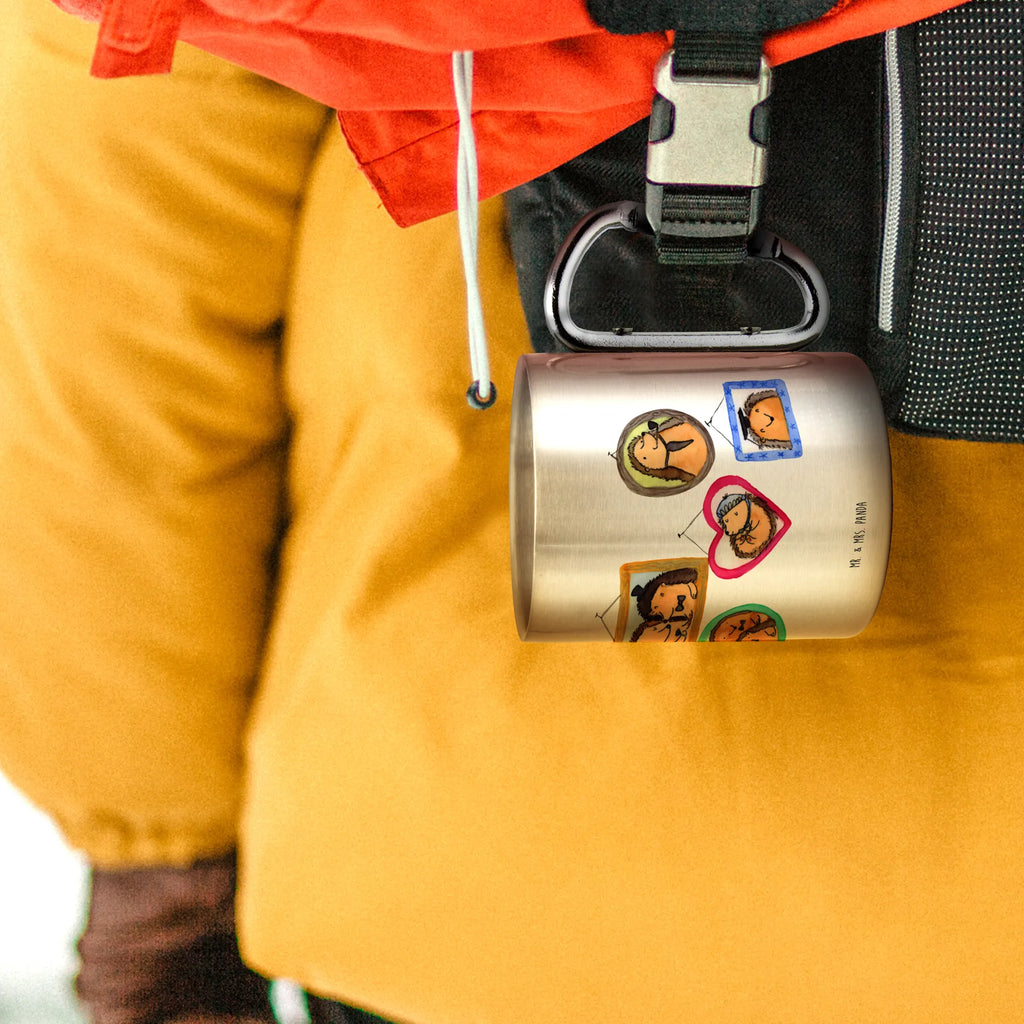 Edelstahlbecher Igel Familie Edelstahltasse, Karabiner, Edelstahlbecher, Outdoor, Camping, Tasse, Becher, Familie, Vatertag, Muttertag, Bruder, Schwester, Mama, Papa, Oma, Opa, Liebe, Igel, Bilder, Zusammenhalt, Glück