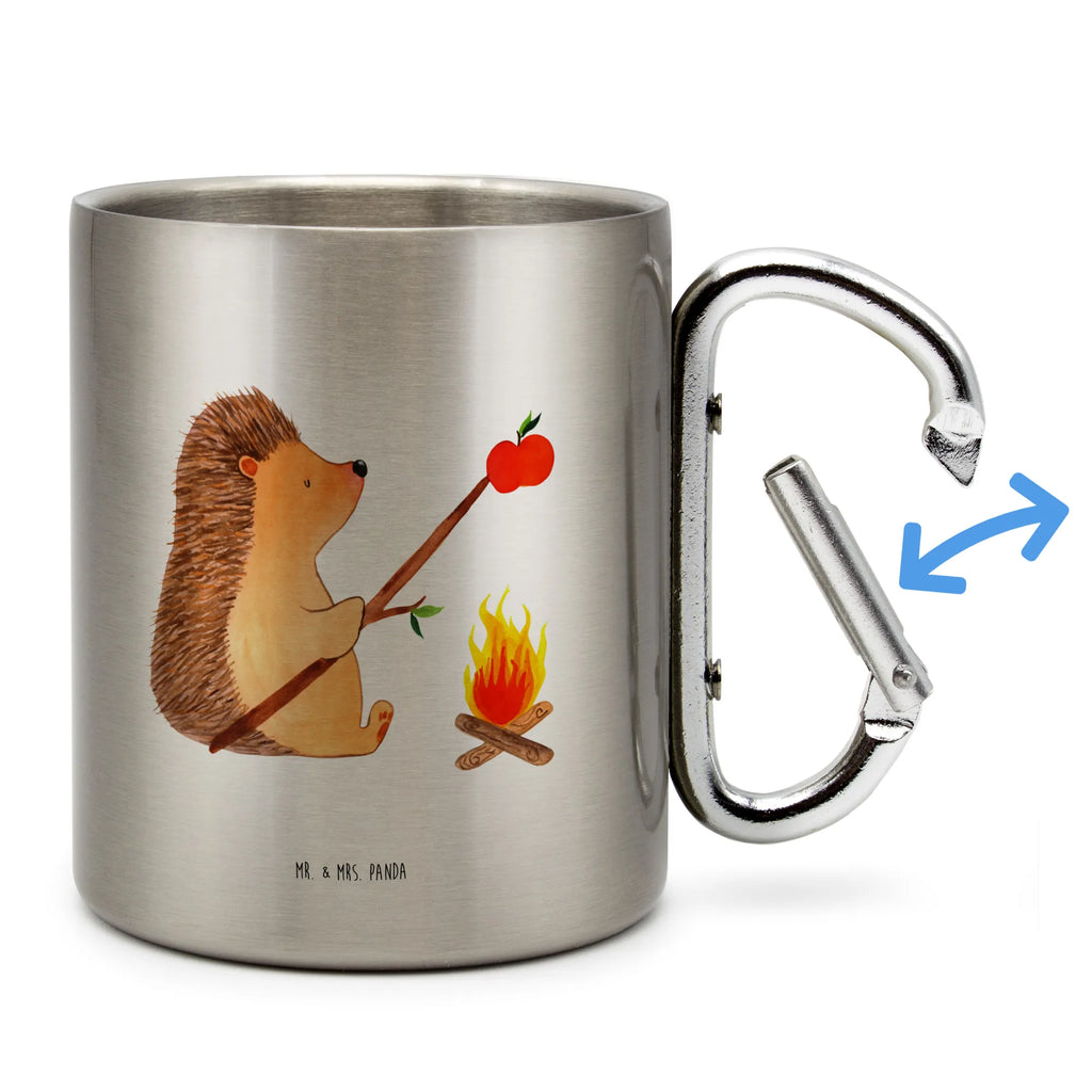 Edelstahlbecher Igel grillt Edelstahltasse, Karabiner, Edelstahlbecher, Outdoor, Camping, Tasse, Becher, Tiermotive, Gute Laune, lustige Sprüche, Tiere, Igel, Grillen, Ziele, Motivation, arbeitslos, Sinn des Lebens, Spruch