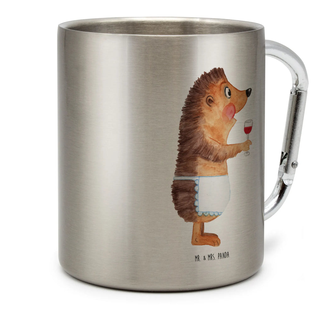 Edelstahlbecher Igel mit Wein Edelstahltasse, Karabiner, Edelstahlbecher, Outdoor, Camping, Tasse, Becher, Tiermotive, Gute Laune, lustige Sprüche, Tiere, Wein Spruch, Igel, Geschenk Weintrinker, Geschenk Weinliebhaber, Wein Deko, Weinglas, Rotwein, Weißwein, Wein trinken