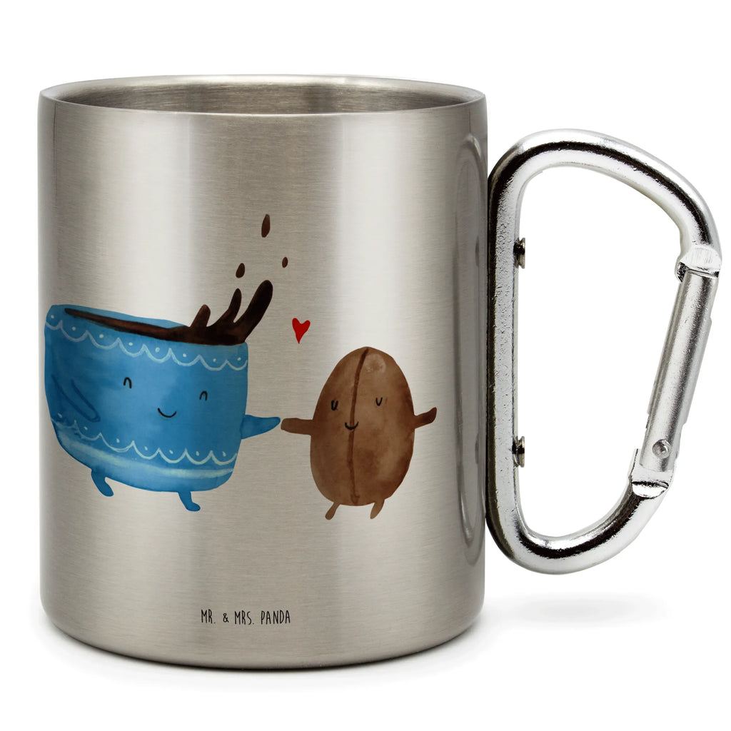 Edelstahlbecher Kaffee Bohne Edelstahltasse, Karabiner, Edelstahlbecher, Outdoor, Camping, Tasse, Becher, Tiermotive, Gute Laune, lustige Sprüche, Tiere, Kaffee, Kaffeebohne, Genuss, Zufriedenheit, Glück