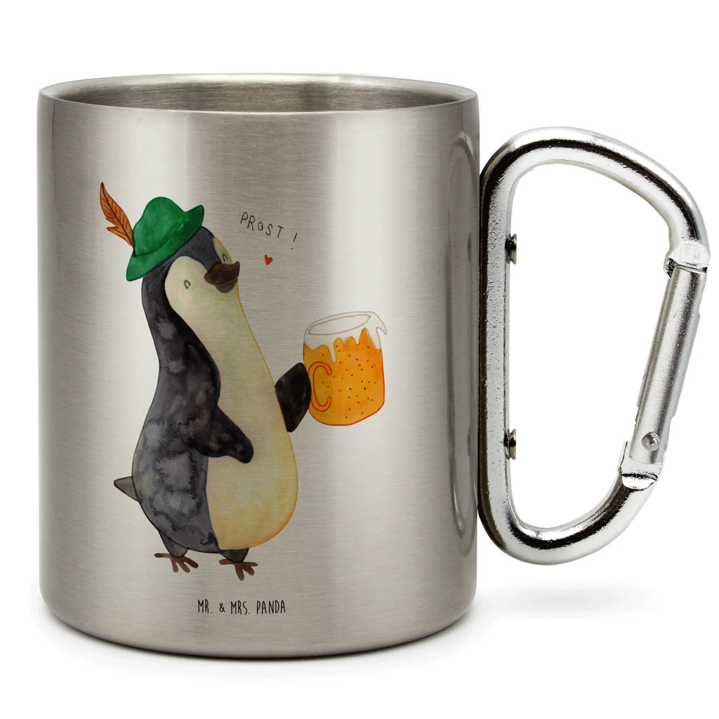 Edelstahlbecher Pinguin Bier Edelstahltasse, Karabiner, Edelstahlbecher, Outdoor, Camping, Tasse, Becher, Pinguin, Pinguine, Bier, Oktoberfest