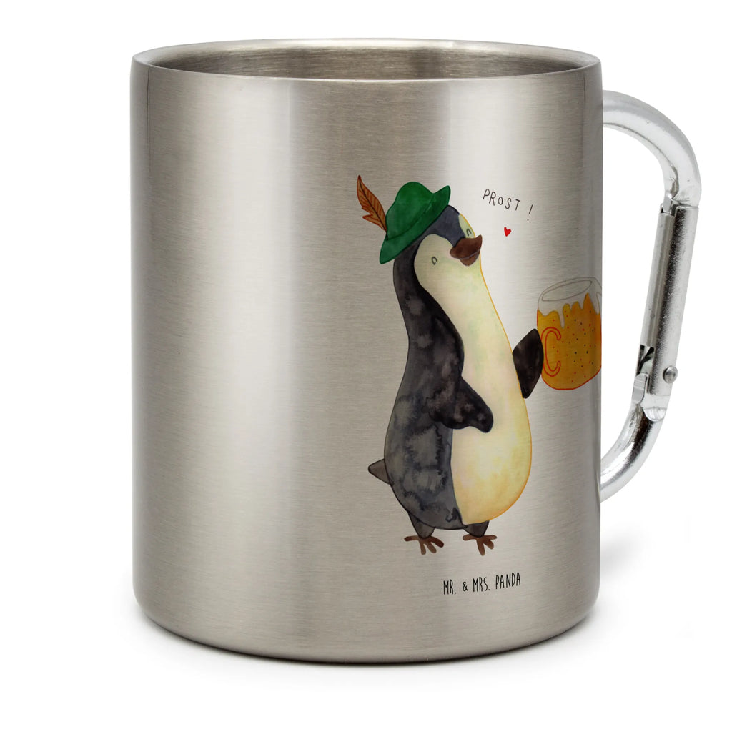 Edelstahlbecher Pinguin Bier Edelstahltasse, Karabiner, Edelstahlbecher, Outdoor, Camping, Tasse, Becher, Pinguin, Pinguine, Bier, Oktoberfest