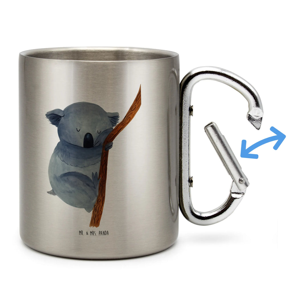 Edelstahlbecher Koalabär Edelstahltasse, Karabiner, Edelstahlbecher, Outdoor, Camping, Tasse, Becher, Tiermotive, Gute Laune, lustige Sprüche, Tiere, Koala, träumen, Traum, schlafen, Schlafzimmer, Traumland, Bär, Koalabär