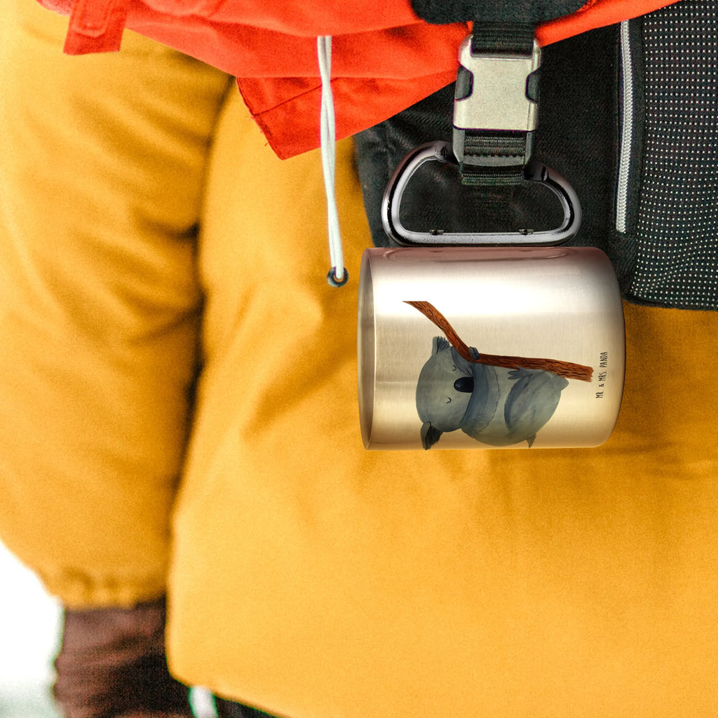 Edelstahlbecher Koalabär Edelstahltasse, Karabiner, Edelstahlbecher, Outdoor, Camping, Tasse, Becher, Tiermotive, Gute Laune, lustige Sprüche, Tiere, Koala, träumen, Traum, schlafen, Schlafzimmer, Traumland, Bär, Koalabär