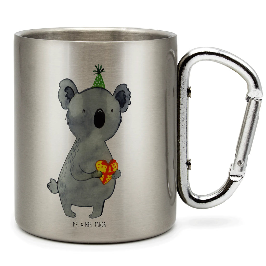 Edelstahlbecher Koala Geschenk Edelstahltasse, Karabiner, Edelstahlbecher, Outdoor, Camping, Tasse, Becher, Koala, Koalabär, Geschenk, Geburtstag, Party