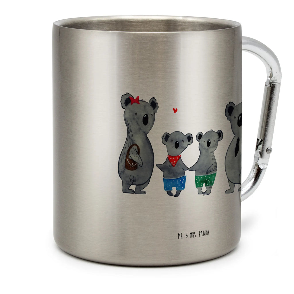 Edelstahlbecher Koala Familie zwei Edelstahltasse, Karabiner, Edelstahlbecher, Outdoor, Camping, Tasse, Becher, Familie, Vatertag, Muttertag, Bruder, Schwester, Mama, Papa, Oma, Opa, Koala, Koalabär, beste Familie, Familienzeit, Familienleben, Koalafamilie, Lieblingsfamilie