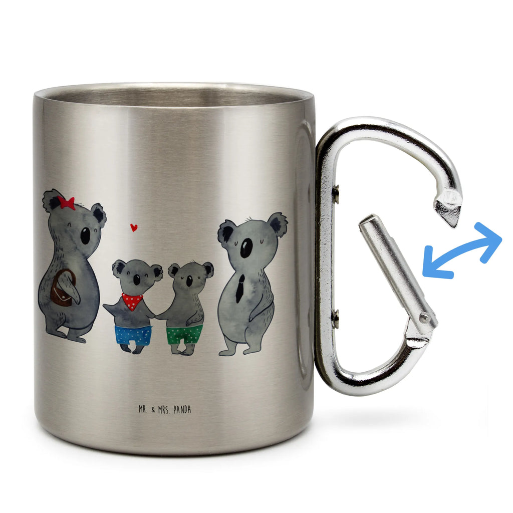 Edelstahlbecher Koala Familie zwei Edelstahltasse, Karabiner, Edelstahlbecher, Outdoor, Camping, Tasse, Becher, Familie, Vatertag, Muttertag, Bruder, Schwester, Mama, Papa, Oma, Opa, Koala, Koalabär, beste Familie, Familienzeit, Familienleben, Koalafamilie, Lieblingsfamilie