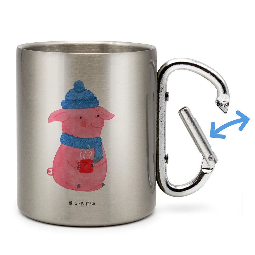 Edelstahlbecher Lallelndes Glühschwein Edelstahltasse, Karabiner, Edelstahlbecher, Outdoor, Camping, Tasse, Becher, Winter, Weihnachten, Weihnachtsdeko, Nikolaus, Advent, Heiligabend, Wintermotiv, Glühwein, Betrunken, Weihnachtsmarkt, Spruch