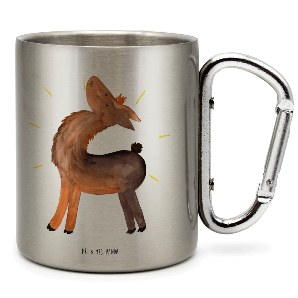 Edelstahlbecher Lama stolz Edelstahltasse, Karabiner, Edelstahlbecher, Outdoor, Camping, Tasse, Becher, Lama, Alpaka, Lamas, Außenseiter, Anders, Neustart, stolz, Hippie, Freundin, Freundinnen, beste Freundin, Kumpel, Familie, Family