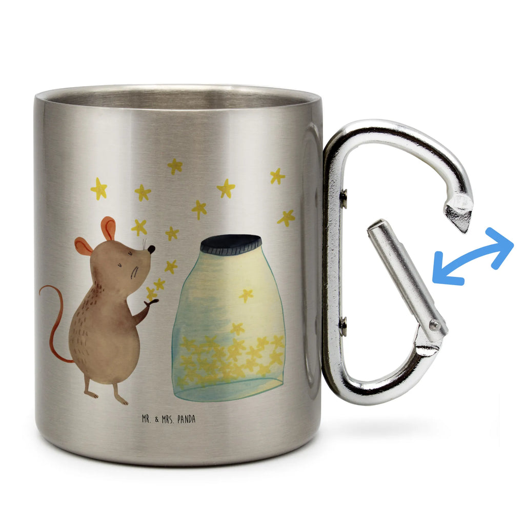 Edelstahlbecher Maus Sterne Edelstahltasse, Karabiner, Edelstahlbecher, Outdoor, Camping, Tasse, Becher, Tiermotive, Gute Laune, lustige Sprüche, Tiere, Maus, Sterne, Wunsch, Kind, Taufe, Taufgeschenk, Geburt, Schwangerschaft, erstes Kind, Kindergeburtstag, Geburtstag, Hoffnung, Träume