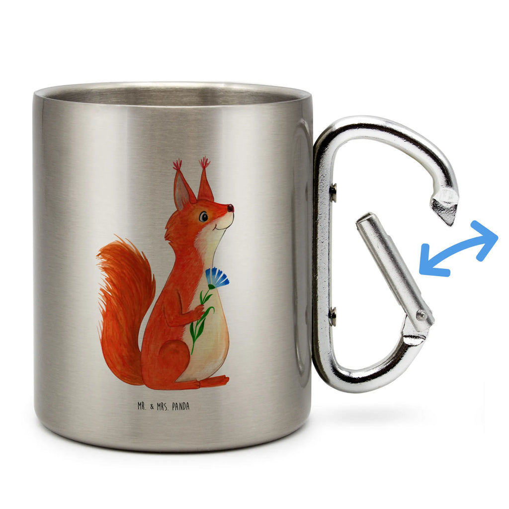 Edelstahlbecher Eichhörnchen Blume Edelstahltasse, Karabiner, Edelstahlbecher, Outdoor, Camping, Tasse, Becher, Tiermotive, Gute Laune, lustige Sprüche, Tiere, Eichhörnchen, Eichhorn, Spruch positiv, Lachen, Spaß, Motivation Sprüche, Motivation Bilder, glücklich Spruch, Spruch Deko