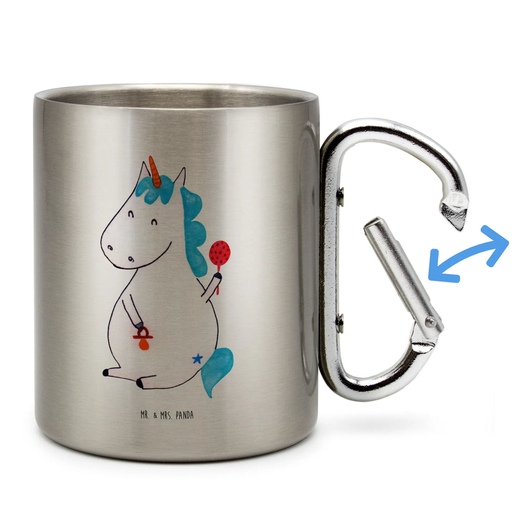 Edelstahlbecher Einhorn Baby Edelstahltasse, Karabiner, Edelstahlbecher, Outdoor, Camping, Tasse, Becher, Einhorn, Einhörner, Einhorn Deko, Pegasus, Unicorn, Mutter, Geburt, Geburtstag, erstes Kind, Baby, Babyglück, Nachwuchs, Eltern, Party, Kind, Schnuller