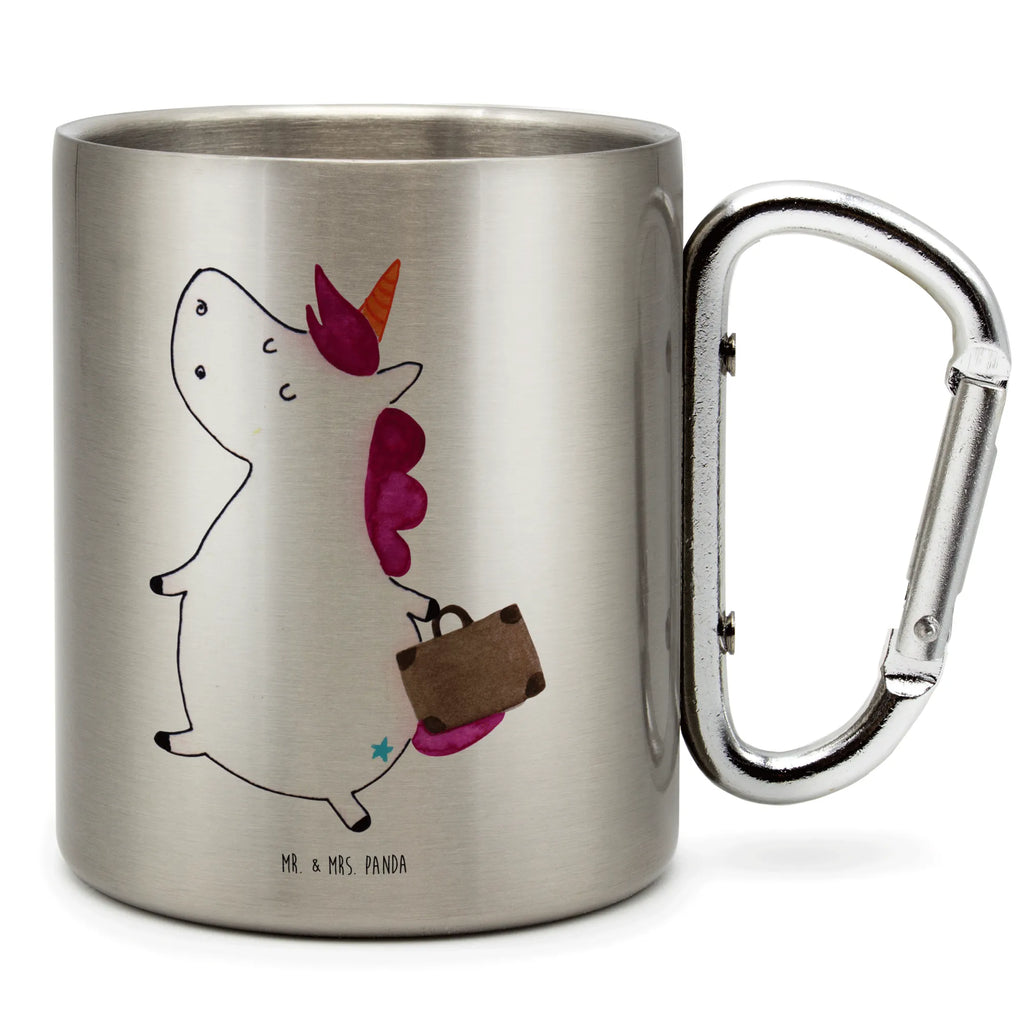 Edelstahlbecher Einhorn Koffer Edelstahltasse, Karabiner, Edelstahlbecher, Outdoor, Camping, Tasse, Becher, Einhorn, Einhörner, Einhorn Deko, Unicorn, unicorn, Koffer, Verreisen, Reise, Gepäck, Abenteuer, Erwachsen, Kind, albern, Spaß, lustig, witzig