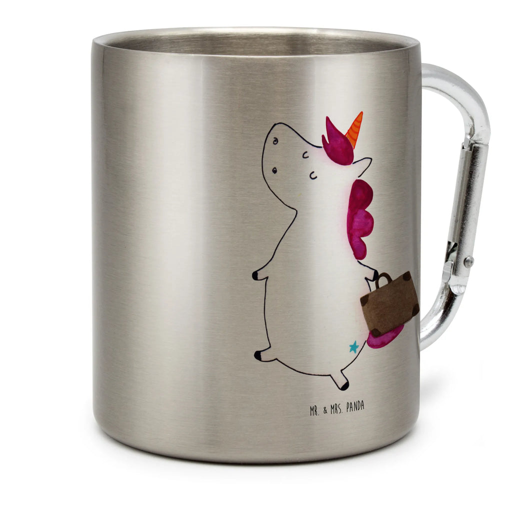 Edelstahlbecher Einhorn Koffer Edelstahltasse, Karabiner, Edelstahlbecher, Outdoor, Camping, Tasse, Becher, Einhorn, Einhörner, Einhorn Deko, Unicorn, unicorn, Koffer, Verreisen, Reise, Gepäck, Abenteuer, Erwachsen, Kind, albern, Spaß, lustig, witzig