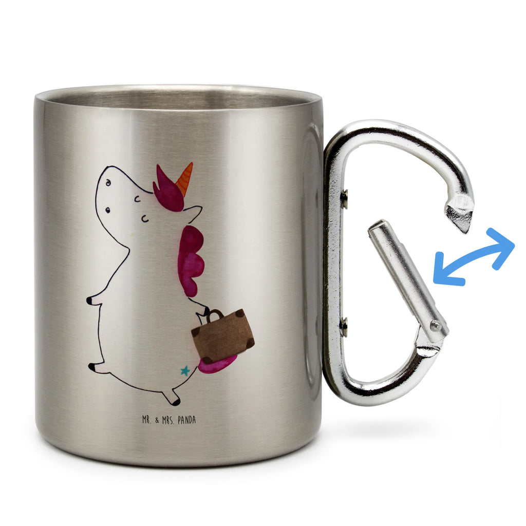 Edelstahlbecher Einhorn Koffer Edelstahltasse, Karabiner, Edelstahlbecher, Outdoor, Camping, Tasse, Becher, Einhorn, Einhörner, Einhorn Deko, Unicorn, unicorn, Koffer, Verreisen, Reise, Gepäck, Abenteuer, Erwachsen, Kind, albern, Spaß, lustig, witzig