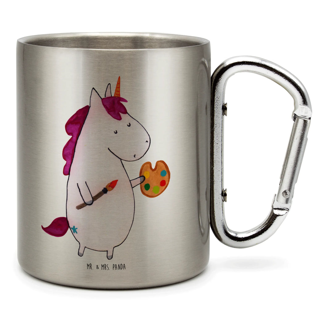 Edelstahlbecher Einhorn Künstler Edelstahltasse, Karabiner, Edelstahlbecher, Outdoor, Camping, Tasse, Becher, Einhorn, Einhörner, Einhorn Deko, Pegasus, Unicorn, Englisch, Künstler, Artist, Malen, Zeichnen, Welt, Farbe, Stift, Pinsel, Geschenk, Maler