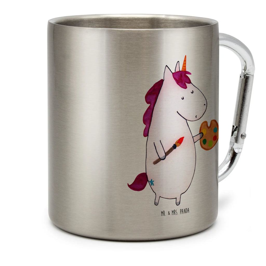 Edelstahlbecher Einhorn Künstler Edelstahltasse, Karabiner, Edelstahlbecher, Outdoor, Camping, Tasse, Becher, Einhorn, Einhörner, Einhorn Deko, Pegasus, Unicorn, Englisch, Künstler, Artist, Malen, Zeichnen, Welt, Farbe, Stift, Pinsel, Geschenk, Maler