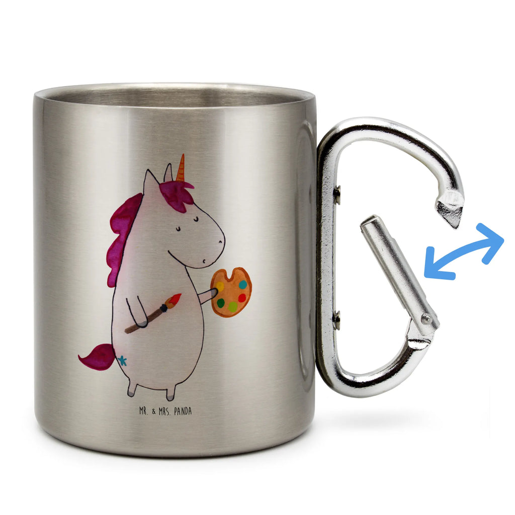 Edelstahlbecher Einhorn Künstler Edelstahltasse, Karabiner, Edelstahlbecher, Outdoor, Camping, Tasse, Becher, Einhorn, Einhörner, Einhorn Deko, Pegasus, Unicorn, Englisch, Künstler, Artist, Malen, Zeichnen, Welt, Farbe, Stift, Pinsel, Geschenk, Maler