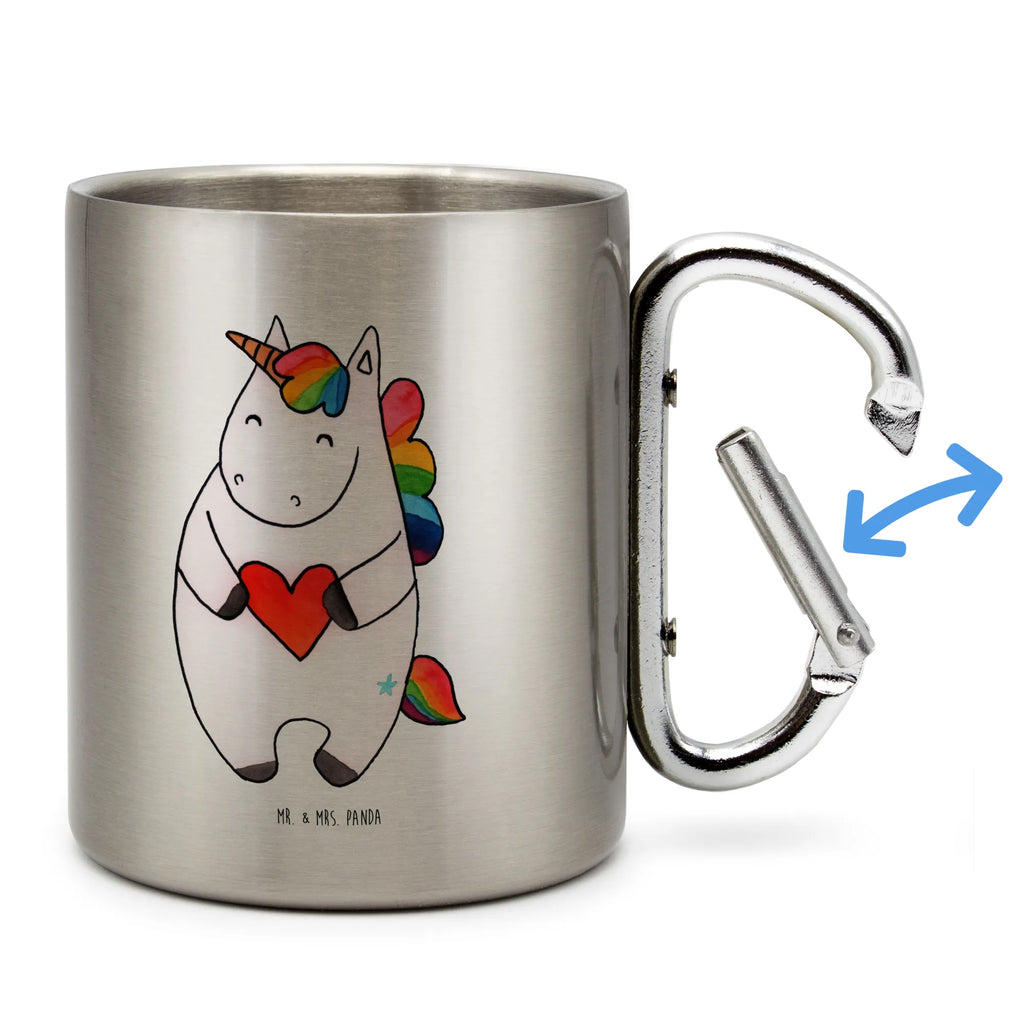 Edelstahlbecher Einhorn Herz Edelstahltasse, Karabiner, Edelstahlbecher, Outdoor, Camping, Tasse, Becher, Einhorn, Einhörner, Einhorn Deko, Pegasus, Unicorn, Herz, schlimm, böse, witzig, lustig, Freundin, anders, bunt