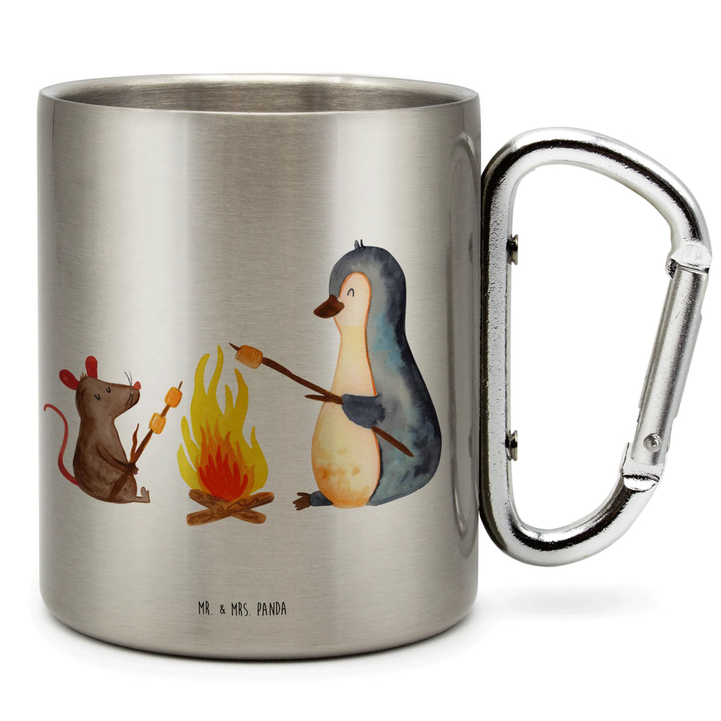 Edelstahlbecher Pinguin Lagerfeuer Edelstahltasse, Karabiner, Edelstahlbecher, Outdoor, Camping, Tasse, Becher, Pinguin, Maus, Pinguine, Lagerfeuer, Leben, Arbeit, Job, Motivation, Büro, Büroalltag, Lebensspruch, Lebensmotivation, Neustart, Liebe, grillen, Feuer, Marshmallows