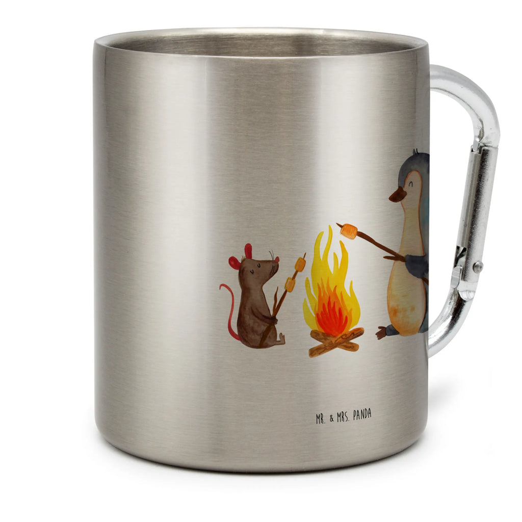 Edelstahlbecher Pinguin Lagerfeuer Edelstahltasse, Karabiner, Edelstahlbecher, Outdoor, Camping, Tasse, Becher, Pinguin, Maus, Pinguine, Lagerfeuer, Leben, Arbeit, Job, Motivation, Büro, Büroalltag, Lebensspruch, Lebensmotivation, Neustart, Liebe, grillen, Feuer, Marshmallows