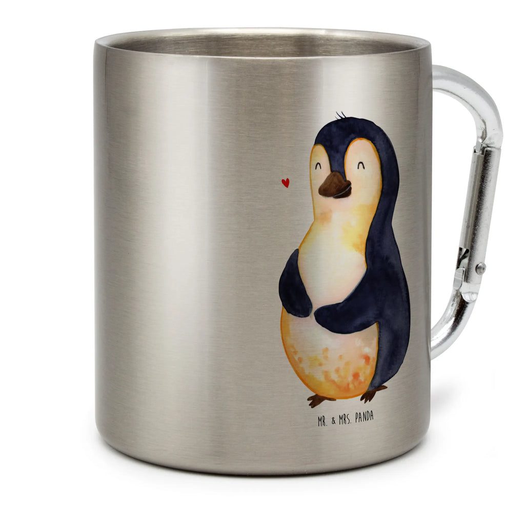 Edelstahlbecher Pinguin Diät Edelstahltasse, Karabiner, Edelstahlbecher, Outdoor, Camping, Tasse, Becher, Pinguin, Pinguine, Diät, Abnehmen, Abspecken, Gewicht, Motivation, Selbstliebe, Körperliebe, Selbstrespekt