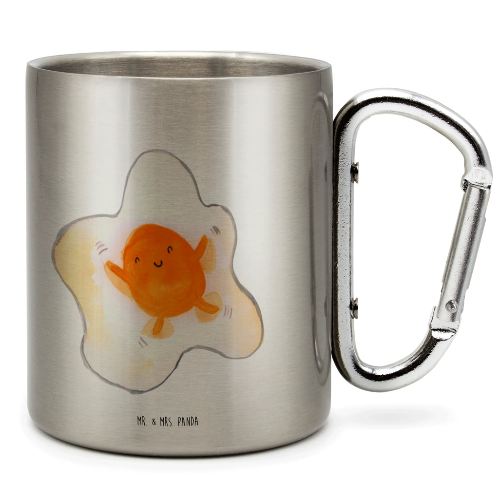 Edelstahlbecher Spiegelei Edelstahltasse, Karabiner, Edelstahlbecher, Outdoor, Camping, Tasse, Becher, Tiermotive, Gute Laune, lustige Sprüche, Tiere, Ei, Spiegelei, Schön, Tag, Glücklich, Liebe