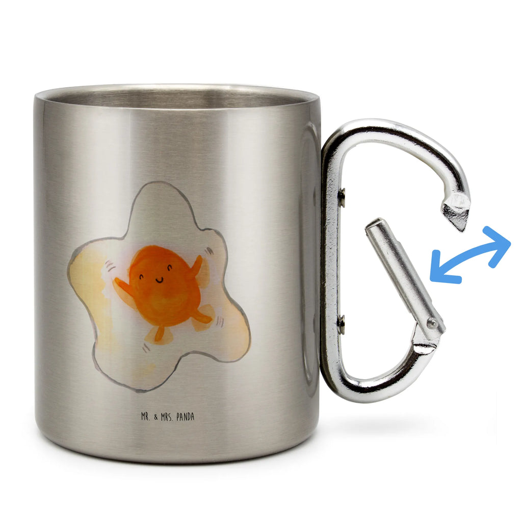 Edelstahlbecher Spiegelei Edelstahltasse, Karabiner, Edelstahlbecher, Outdoor, Camping, Tasse, Becher, Tiermotive, Gute Laune, lustige Sprüche, Tiere, Ei, Spiegelei, Schön, Tag, Glücklich, Liebe