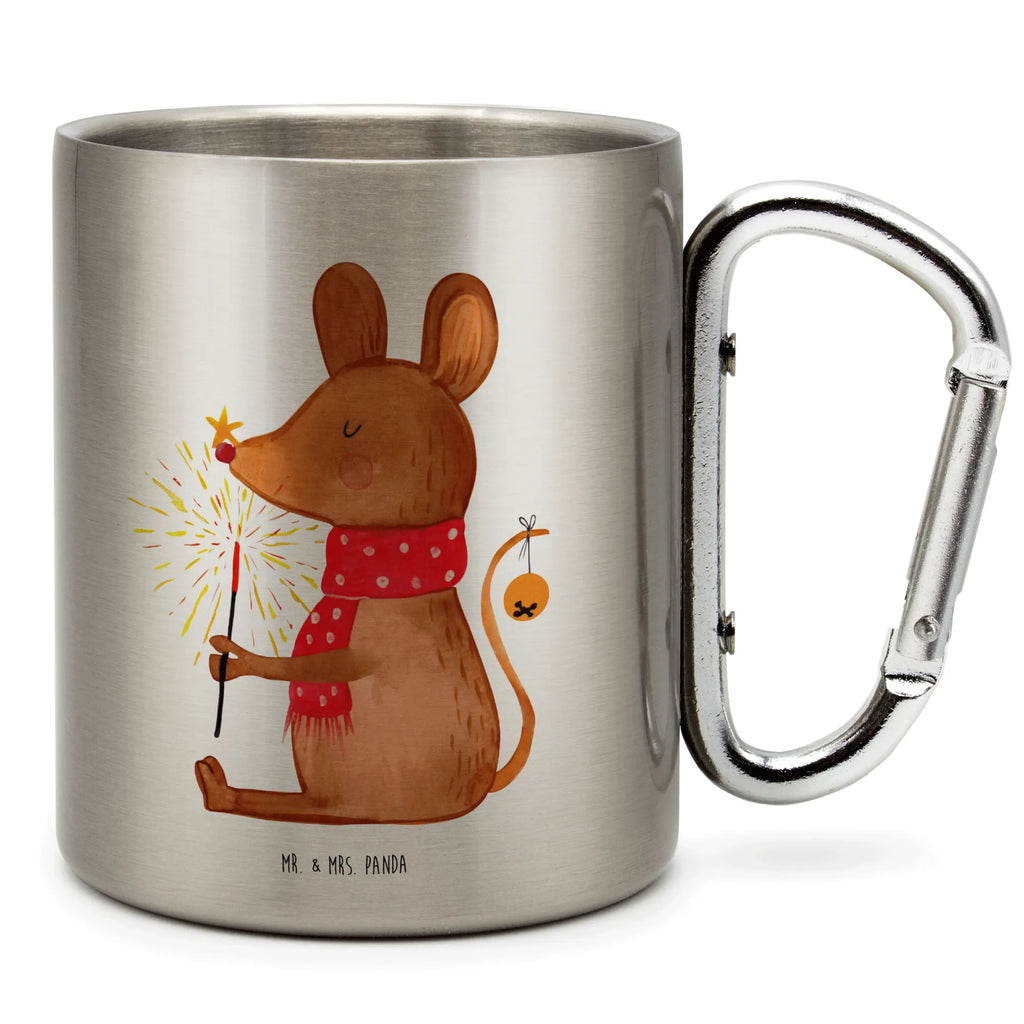 Edelstahlbecher Weihnachtsmaus Edelstahltasse, Karabiner, Edelstahlbecher, Outdoor, Camping, Tasse, Becher, Winter, Weihnachten, Weihnachtsdeko, Nikolaus, Advent, Heiligabend, Wintermotiv, Frohe Weihnachten, Weihnachtsgruß, Weihnachtsmotiv, Maus, Mäuschen, Weihnachtswunder