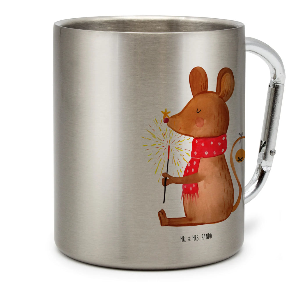 Edelstahlbecher Weihnachtsmaus Edelstahltasse, Karabiner, Edelstahlbecher, Outdoor, Camping, Tasse, Becher, Winter, Weihnachten, Weihnachtsdeko, Nikolaus, Advent, Heiligabend, Wintermotiv, Frohe Weihnachten, Weihnachtsgruß, Weihnachtsmotiv, Maus, Mäuschen, Weihnachtswunder