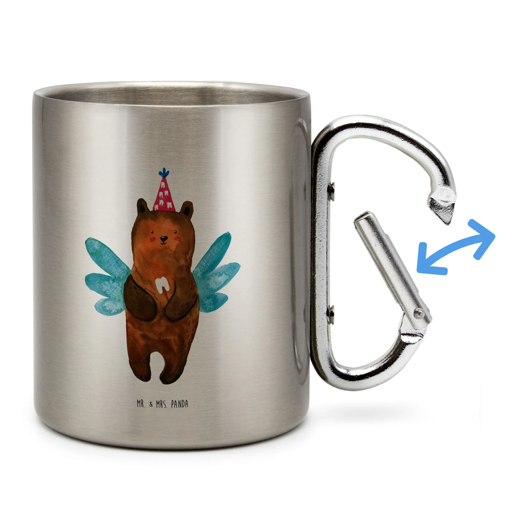 Edelstahlbecher Zahnfee Bär Edelstahltasse, Karabiner, Edelstahlbecher, Outdoor, Camping, Tasse, Becher, Bär, Teddy, Teddybär, Zahnfee, Fee, Milchzahn, Erster Zahn