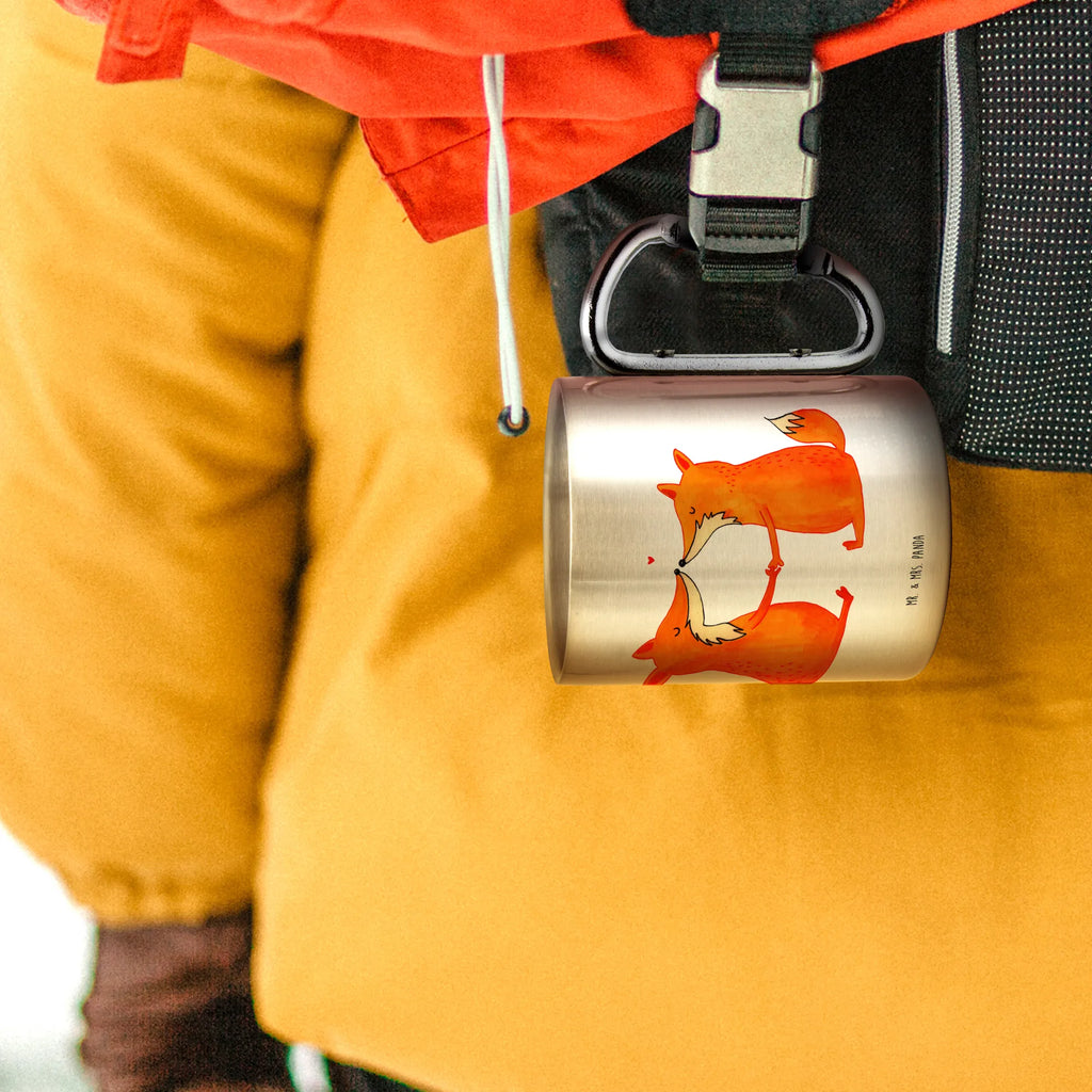 Edelstahlbecher Füchse Liebe Edelstahltasse, Karabiner, Edelstahlbecher, Outdoor, Camping, Tasse, Becher, Fuchs, Füchse, Fox, Liebe, Liebespaar, Paar, Partner, Freundin, Freund, Ehe, Verlobte, Ehemann, Ehefrau, Liebesbeweis