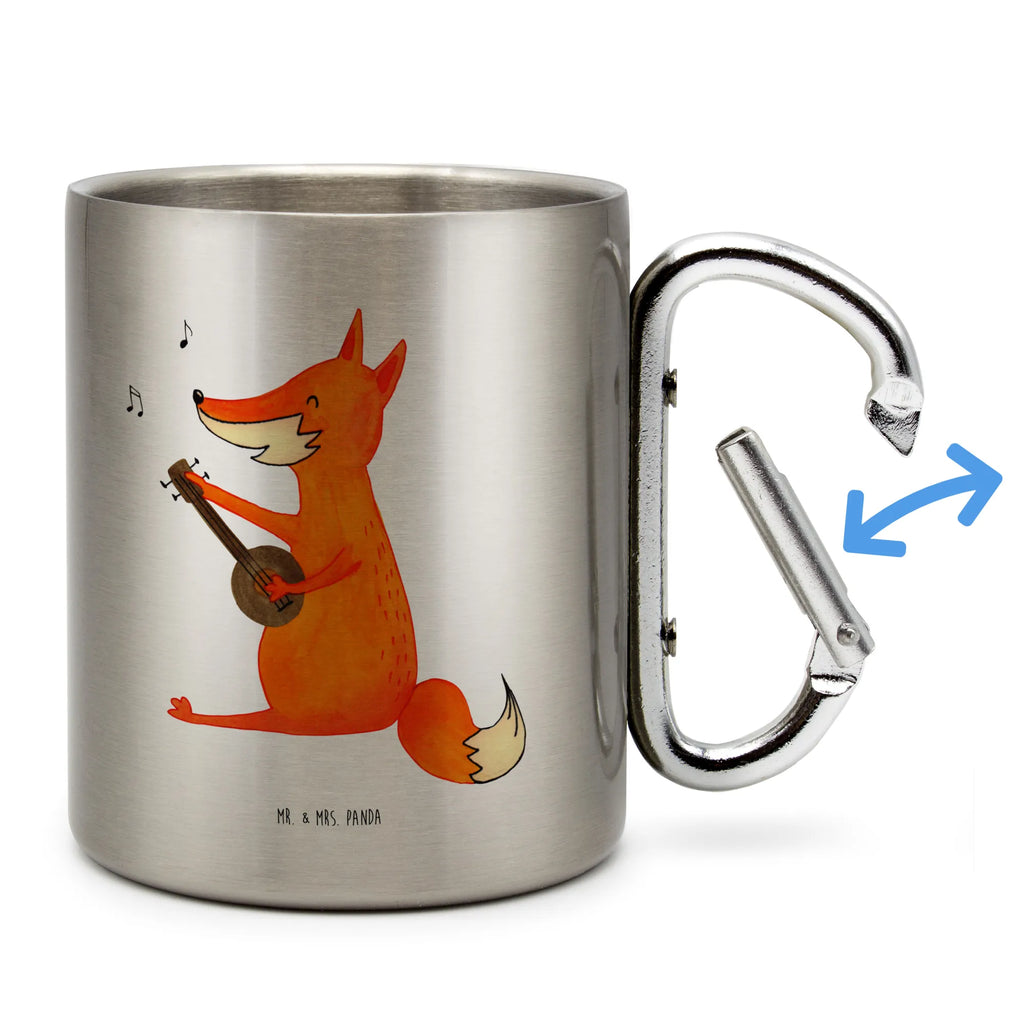 Edelstahlbecher Fuchs Gitarre Edelstahltasse, Karabiner, Edelstahlbecher, Outdoor, Camping, Tasse, Becher, Fuchs, Füchse, Geschenk Musiker, Musik Spruch, Musikerin, Sänger, Sängerin, Gitarre