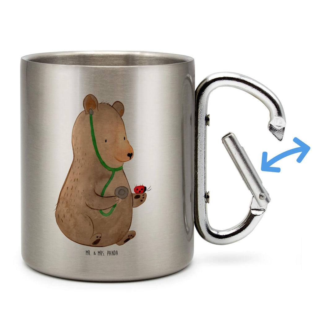 Edelstahlbecher Bär Arzt Edelstahltasse, Karabiner, Edelstahlbecher, Outdoor, Camping, Tasse, Becher, Bär, Teddy, Teddybär, Arzt, Ärztin, Doktor, Professor, Doktorin, Professorin