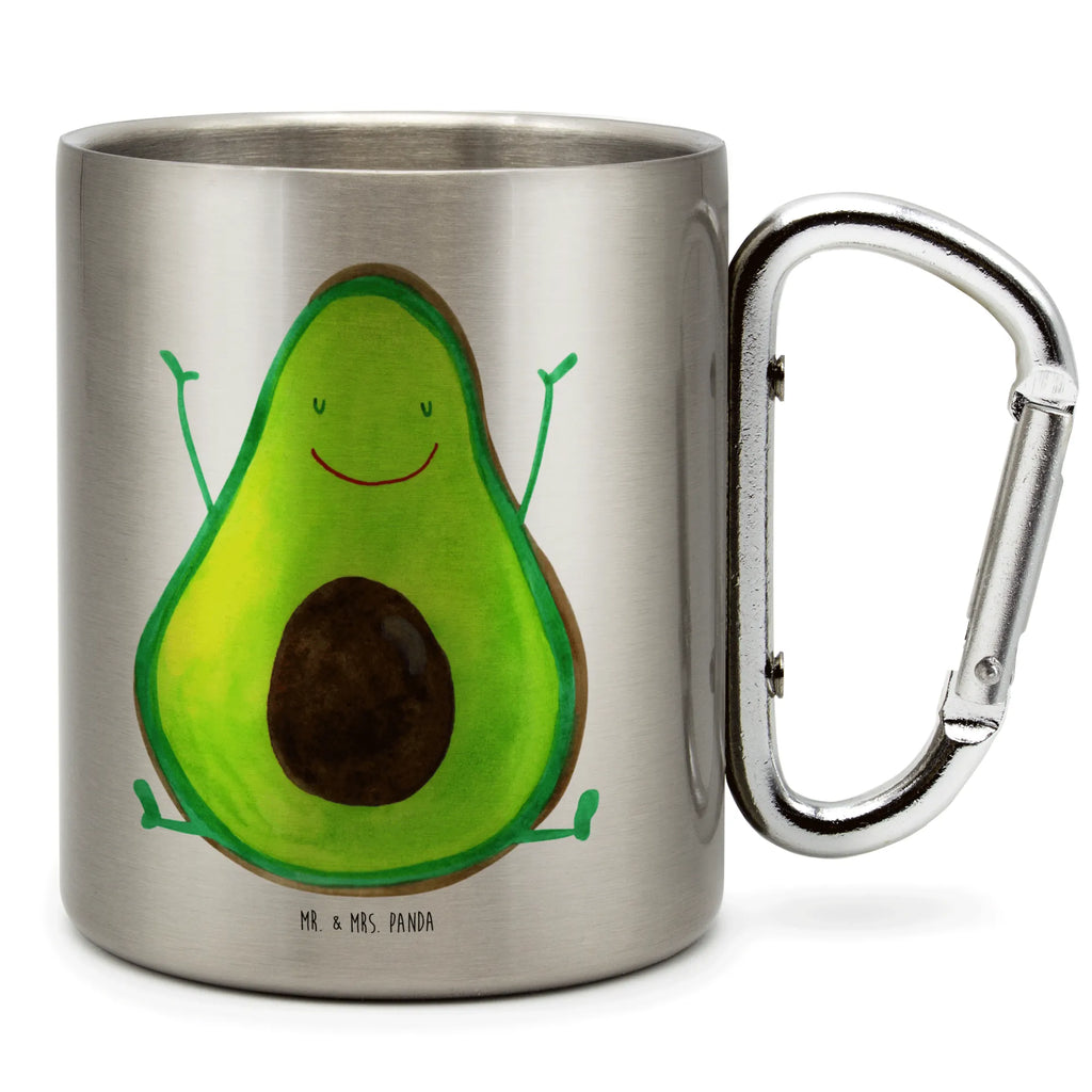 Edelstahlbecher Avocado Happy Edelstahltasse, Karabiner, Edelstahlbecher, Outdoor, Camping, Tasse, Becher, Avocado, Veggie, Vegan, Gesund, Chaos