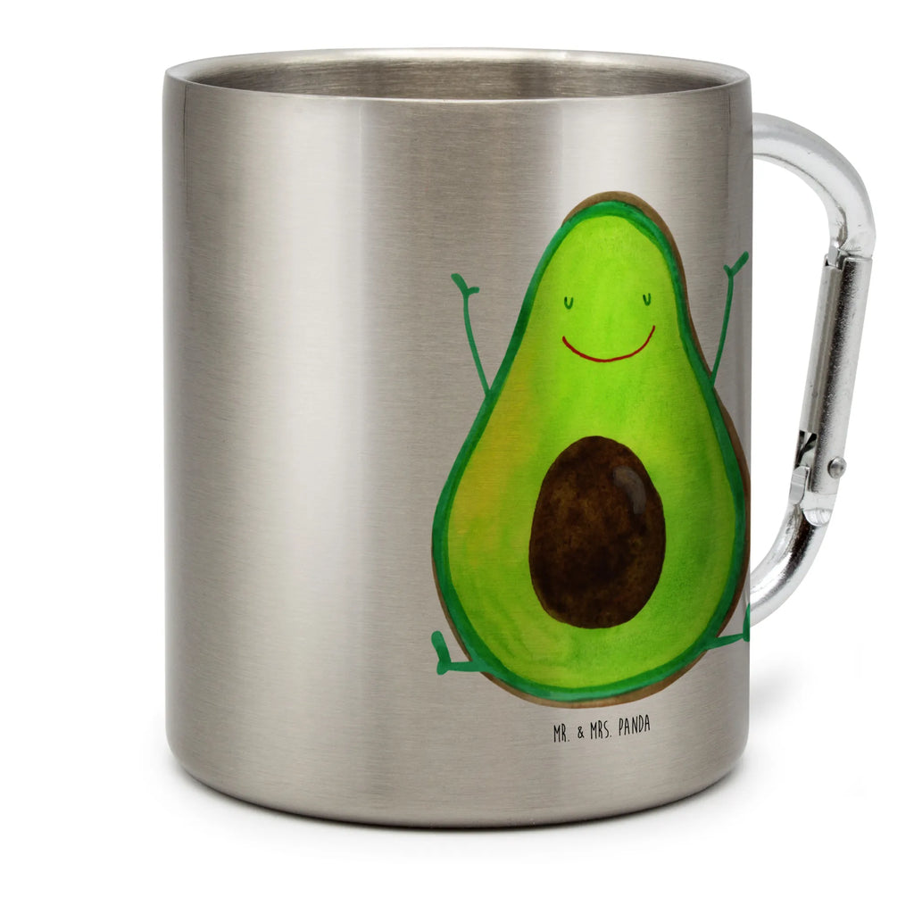 Edelstahlbecher Avocado Happy Edelstahltasse, Karabiner, Edelstahlbecher, Outdoor, Camping, Tasse, Becher, Avocado, Veggie, Vegan, Gesund, Chaos