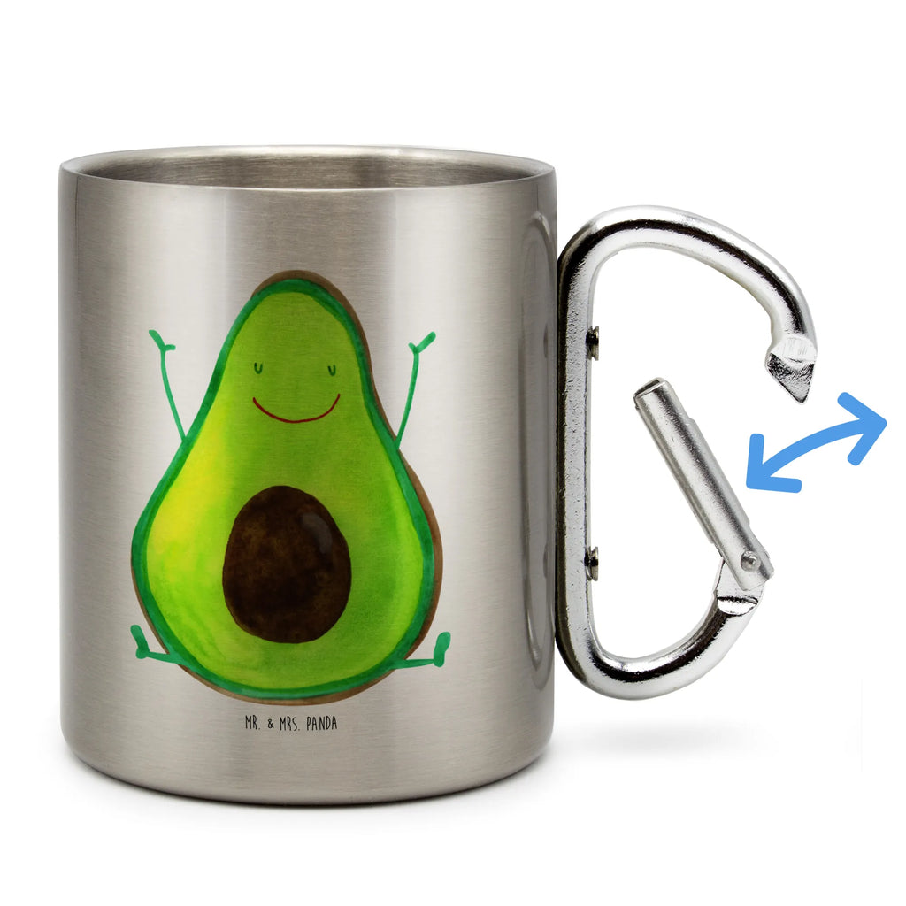 Edelstahlbecher Avocado Happy Edelstahltasse, Karabiner, Edelstahlbecher, Outdoor, Camping, Tasse, Becher, Avocado, Veggie, Vegan, Gesund, Chaos