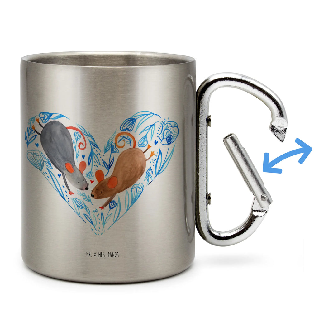 Edelstahlbecher Mäuse Herz Edelstahltasse, Karabiner, Edelstahlbecher, Outdoor, Camping, Tasse, Becher, Liebe, Partner, Freund, Freundin, Ehemann, Ehefrau, Heiraten, Verlobung, Heiratsantrag, Liebesgeschenk, Jahrestag, Hocheitstag, Maus, Mäuse, Liebesbotschaft, Liebesbeweis, Hochzeit, Lieblingsmensch, Gemeinsamkeit, Love, Geschenk für zwei