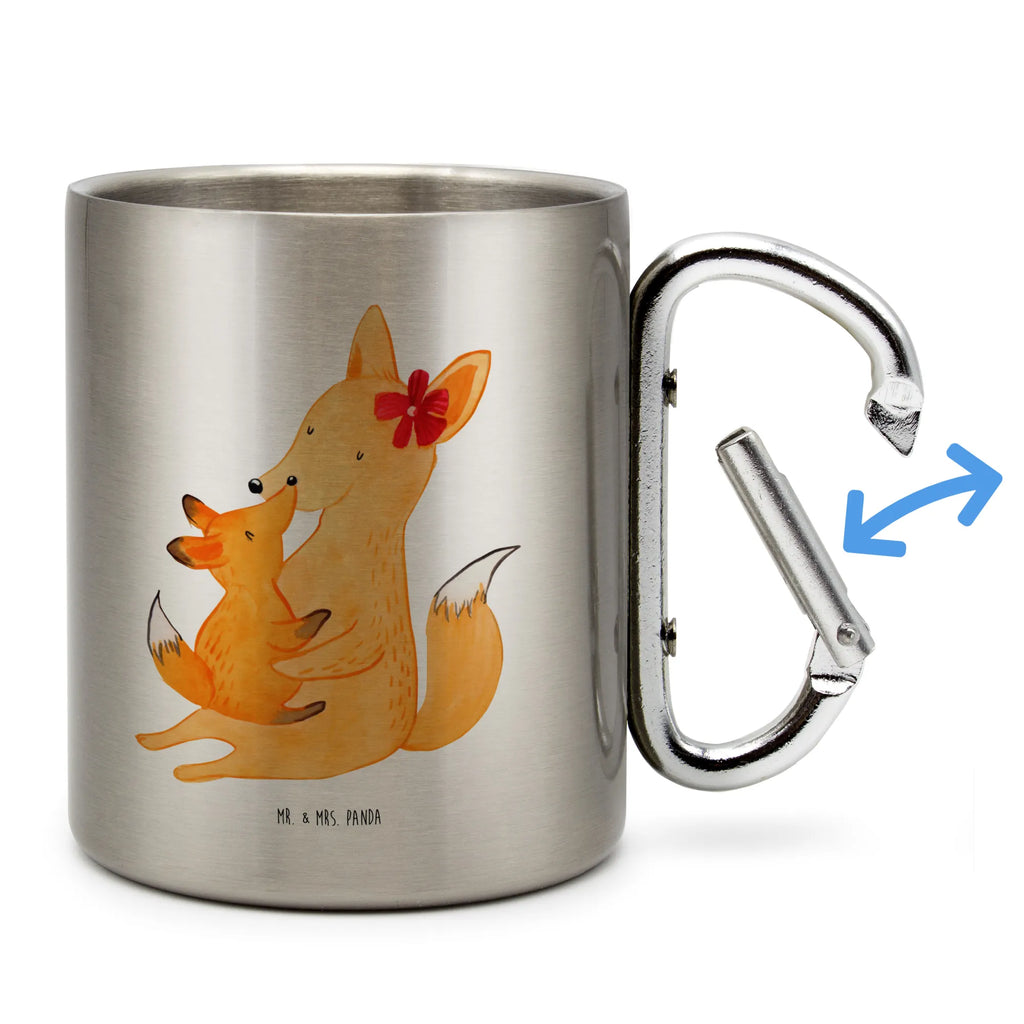 Edelstahlbecher Fuchs Mama & Kind Edelstahltasse, Karabiner, Edelstahlbecher, Outdoor, Camping, Tasse, Becher, Familie, Vatertag, Muttertag, Bruder, Schwester, Mama, Papa, Oma, Opa, Mutter, Tochter, Lieblingstochter, Beste Tochter, Geschenk